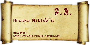 Hruska Miklós névjegykártya
