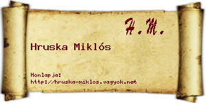 Hruska Miklós névjegykártya